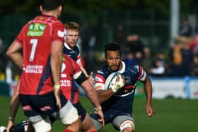 Doncaster Knights' Jordan Olowofela scored his 13th try of the season in the win over Caldy (Picture: Jonathan Gawthorpe)