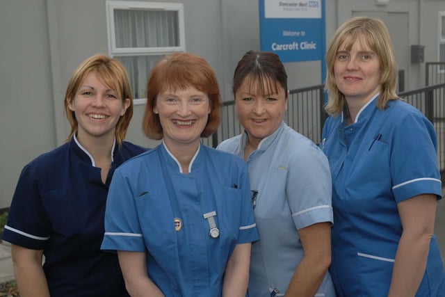 Nurses outside their new base next to Carcroft Working Men's Club in 2005 were Carcroft district nurses Sarah West, Maggie Gallagher, Clare Huby and Kathryn Mackintosh.
