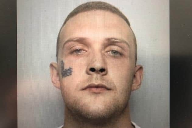 Pictured is Bradley Presley, aged 26, who is currently serving custody at HMP Doncaster on another matter,  and who has now been given an eight-month custodial sentence at Sheffield Crown Court after admitting dangerous driving, driving while disqualified and driving without insurance.