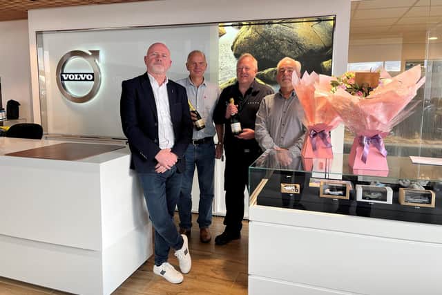 Mark Denton, Managing Director at Riverside Volvo Doncaster, Mick Savage, former Workshop Controller, Steve Starkie, Used Car Prep Manager and Gary Burns, Aftersales Manager
