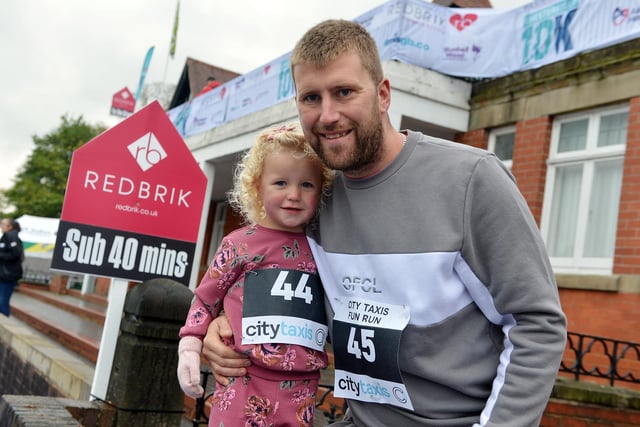 Taking part in the fun run - Scott and two-year-old Remirose Whysall