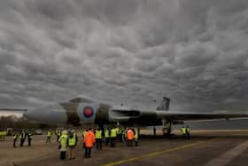 Visitors taking part in a Vulcan runway tour in March