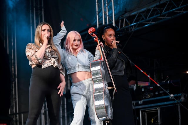 Clean Bandit performing at Doncaster Racecourse.