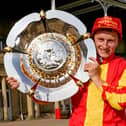 Tom Marquand celebrates after winning last year's St Leger aboard Galileo Chrome. Photo: Alan Crowhurst/Getty Images