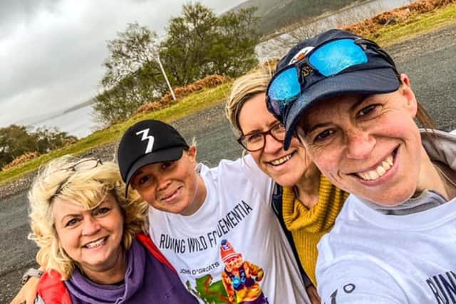 Vicky Hogg, second from left, with friends on the route in Scotland this week