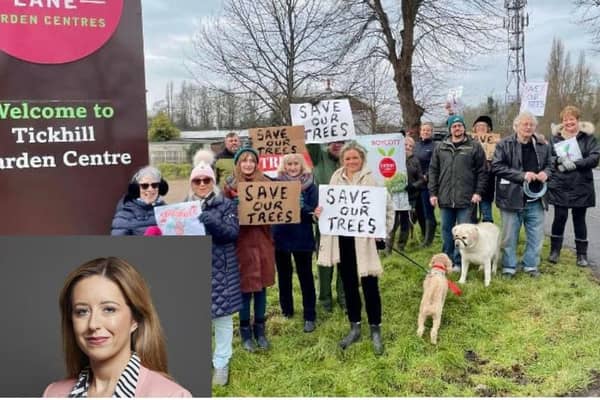 Save The Trees campaigners with (inset) Sally Jameson.