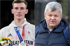 TV host Adrian Chiles has called for Bradly Sinden's mum to also get an Olympic medal. (Photos: AFP/Getty).