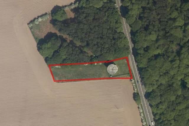 An aerial view of the site where the development is planned