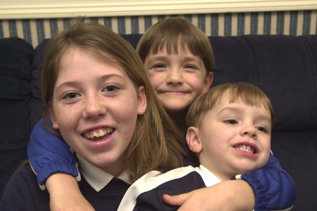 Pictured at her home on Orchard Lane, Beighton, Sheffield is Jamie Leigh Grffiths 11.  Staff and  pupils at her school have launched an appeal to buy her new artificial legs. She had hers amputated when she contracted meningitis as a baby. With her are her brothers Ashley 5, and Billy 2.