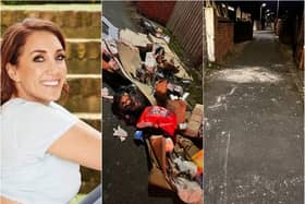 Terri-Ann Nunns was forced to remove rubbish herself after it was dumped in an alleyway in Doncaster.