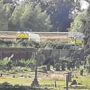 Ambulance and fire crews at the scene in Kirk Sandall.