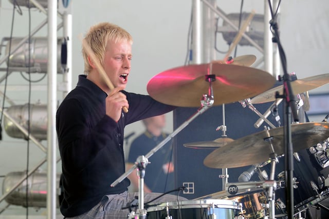 Ray Summers' drummer Lee Burgoyne gives it his all at Big in Falkirk back in 2009.