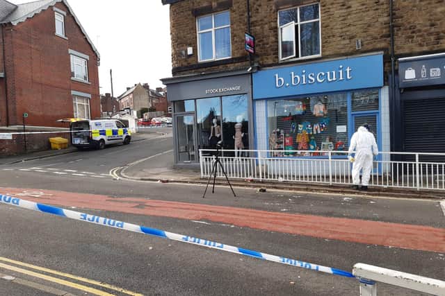 Police on Junction Road in Sharrow, Sheffield, near the Hunter's Bar roundabout, after a man was arrested on suspicion of rape and assaulting a police officer