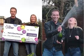 Mark and Sara Plowright celebrate their £1 million Lottery win.