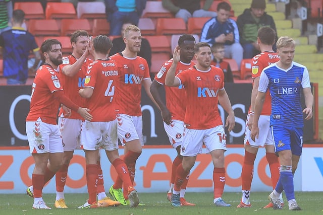 Matt Smith trudges away after Conor Washington makes it 2-0 to Charlton. Picture: Gareth Williams/AHPIX