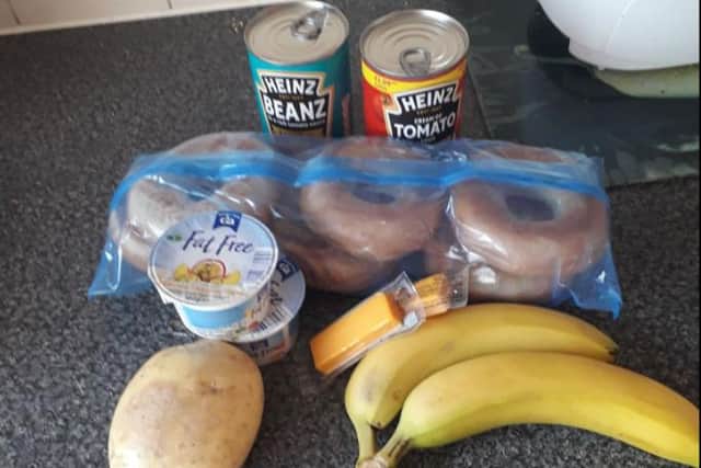 This was the food sent to Doncaster mum Amy Goddard to last a week for her child