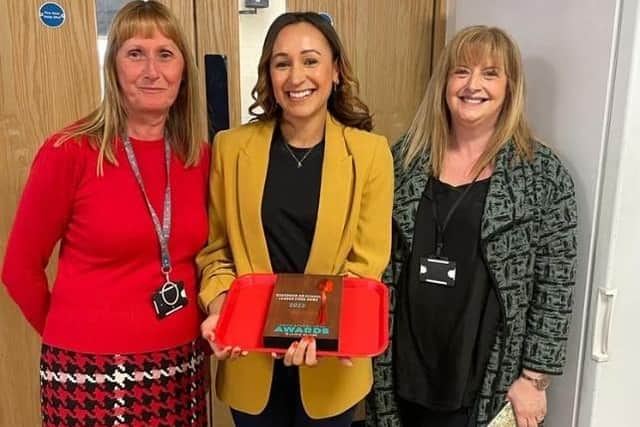 Jessica Ennis-Hill pictured during her visit to Town Fields Primary