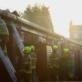 Fire crews at the scene in Sprotbrough last October.