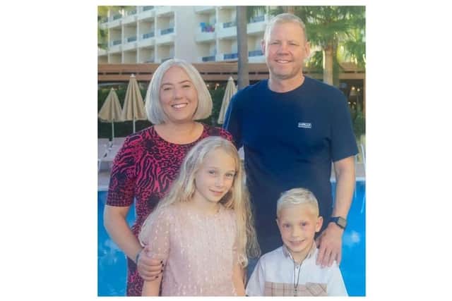 Glenn with his partner of 27 years Kerry Sheldon and their children Jessica and Isaac.