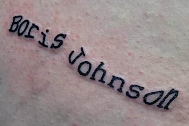 Imogen Challen Boris Johnson tattoo.