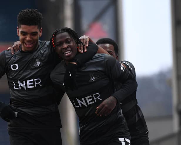 Taylor Richards celebrates his goal in the win over Blackburn Rovers. Picture: Howard Roe/AHPIX