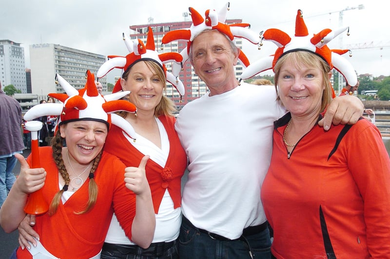 Rovers fans outside Wembley. (l-r) Emma Thomas, 12, her mum Samantha Thomas, both of Finningley and her grandparents Barrie and Carol Thomas, of Branton.
