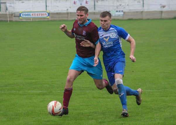 Action from Armthorpe’s defeat to Emley AFC. Photo: Steve Pennock