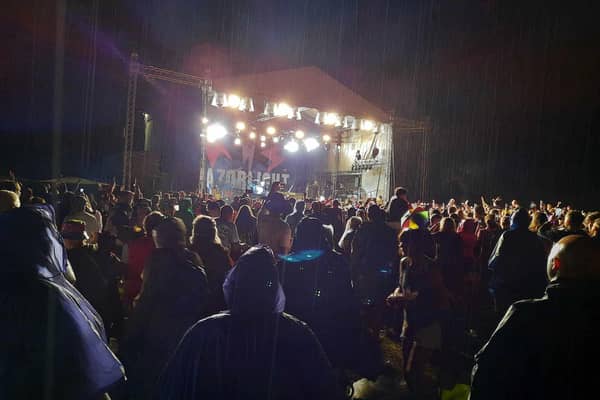 Askern Music Festival had to be cut short because of a thunderstorm, leading to angry scenes from Razorlight frontman Johnny Borrell and boos from the crowd.