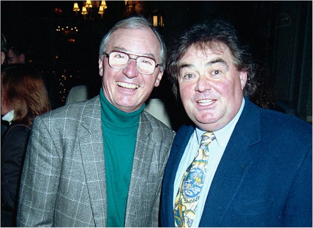 Comedian Eddie Large (right) with comedy partner Syd Little. (Photo: Getty).