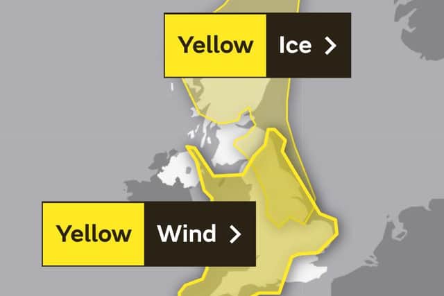 Yellow warnings issued for ice and wind in the Doncaster area.