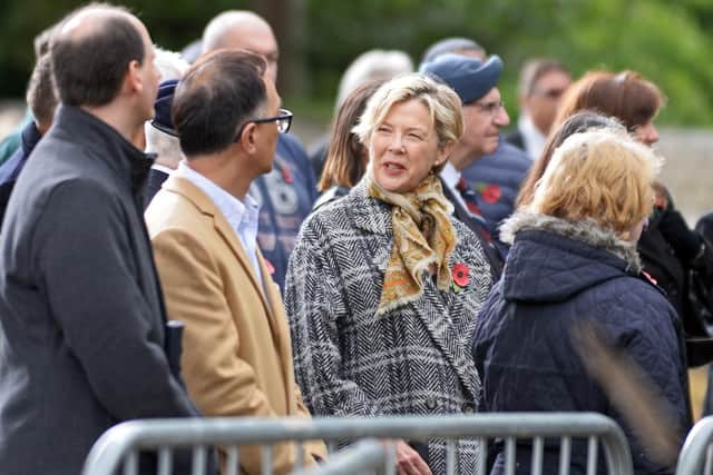 Actress Annette Bening, pictured at the War Memorial, on South Parade, during filming of Hope Gap, an upcoming family drama written and driected by William Nicholson. Picture: Marie Caley NDFP Hope Gap MC 1 