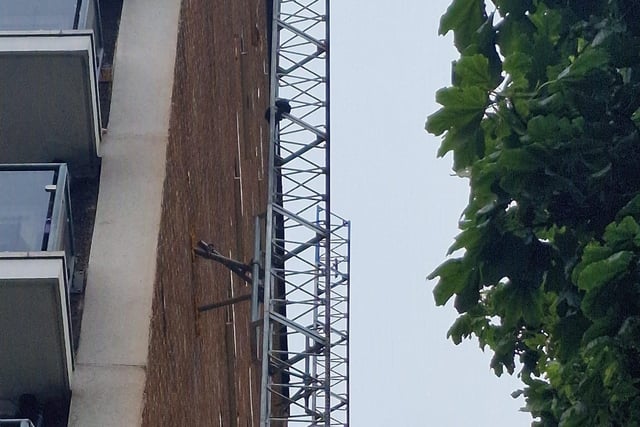Murka can be seen on the metal framework