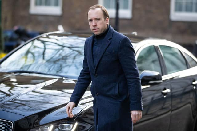 Health Secretary Matt Hancock arrives at 10 Downing Street, London, as the UK's coronavirus death toll  reached 144 as of 1pm on Thursday. Photo by: Aaron Chown/PA Wire