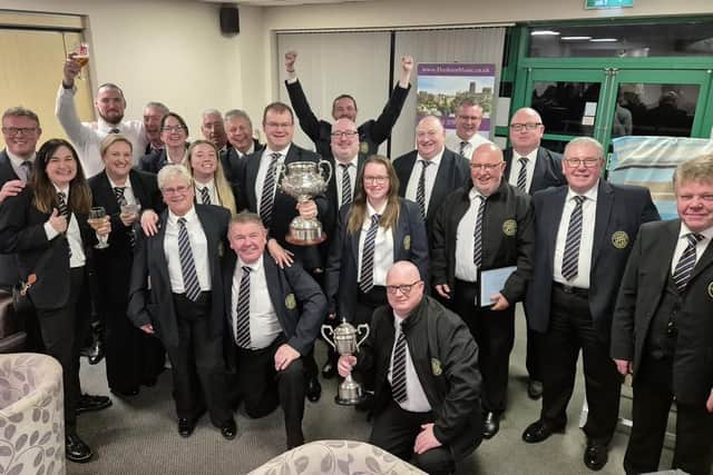 Hatfield and Askern Colliery Band celebrate their success.