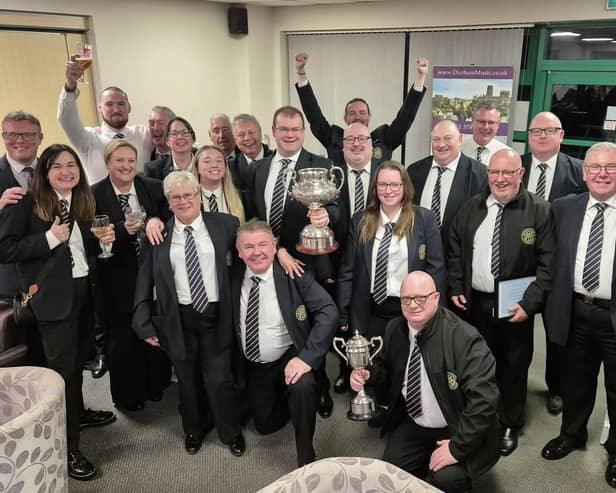 Hatfield and Askern Colliery Band celebrate their success.