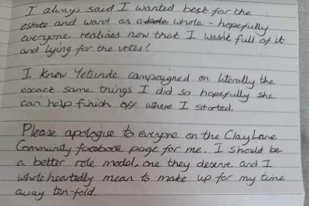 Barwell's letter to residents