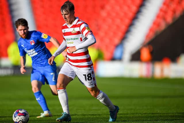 Max Woltman in action for Doncaster Rovers.