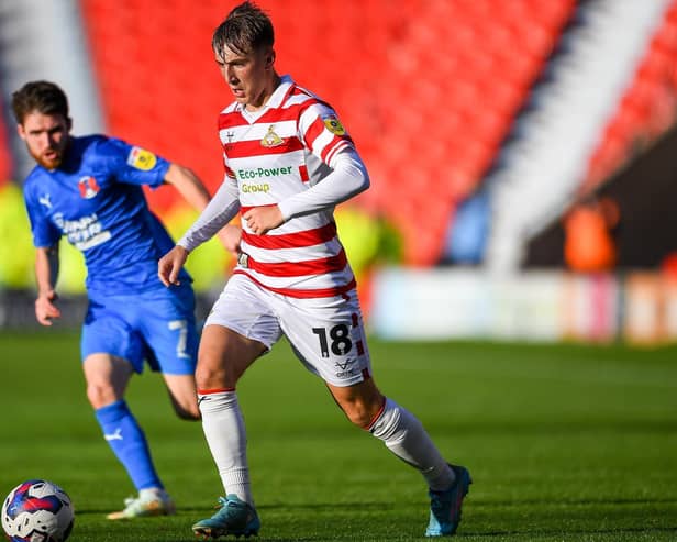 Max Woltman in action for Doncaster Rovers.