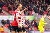 Billy Sharp reacts to a missed chance in Rovers' loss to Port Vale.