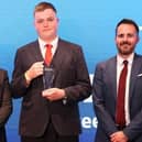 Thomas Green is handed his award at the Referee Recognition Awards 2024.