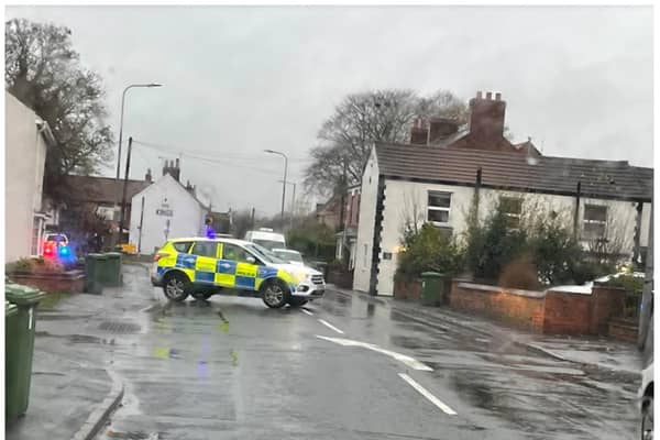 Low Street in Haxey was sealed off by police. (Photo: Lesley Pickersgill).