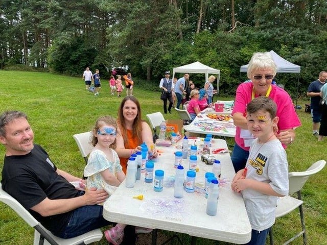 Families of children with cancer at the Bramhope Family Fun Day.