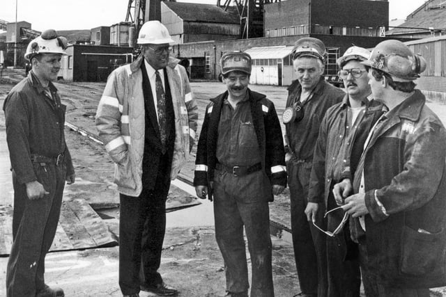Richard Budge, second left, at the reopening of the Rossington Colliery in March 1994