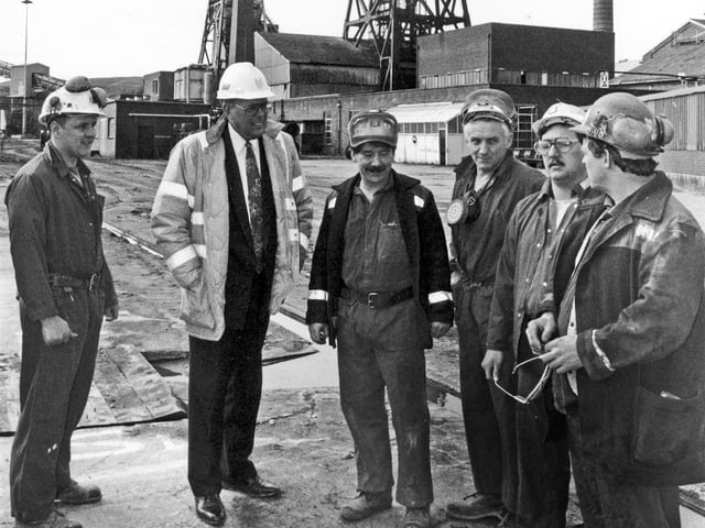 Richard Budge, second left, at the reopening of the Rossington Colliery in March 1994