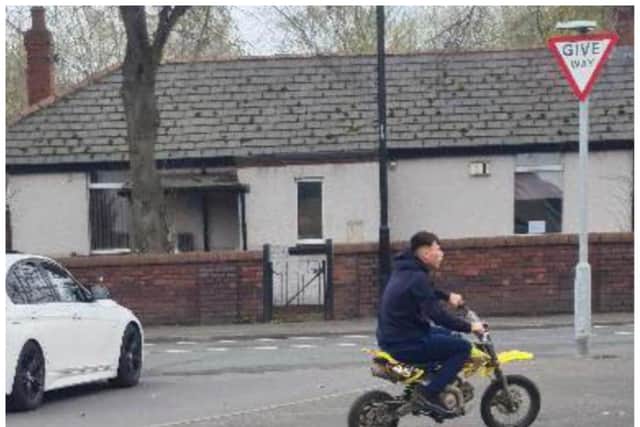 Police shared a photo of a rider without safety gear in Doncaster .
