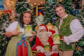 Stars of Jack and The Beanstalk dropped into Frenchgate to meet Santa.