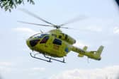 The air ambulance landed at the scene in Doncaster