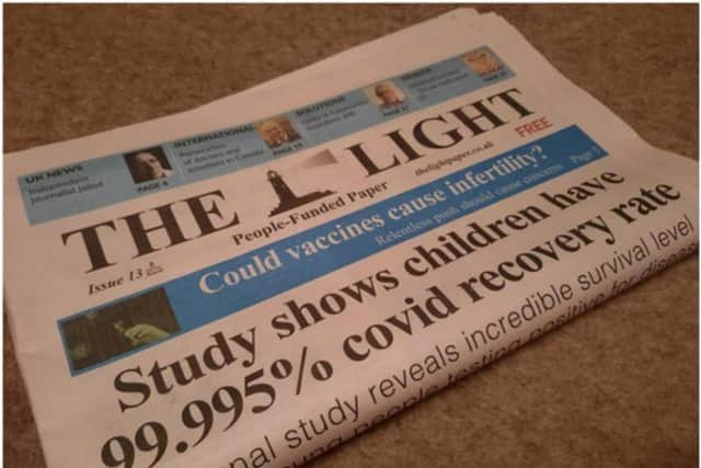 The Light describes itself as a 'truthpaper' and is packed with Covid conspiracy theories.