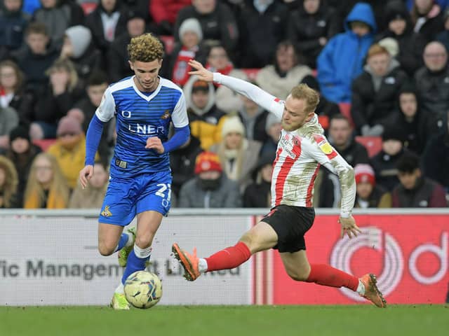 Josh Martin on the ball against Sunderland. Picture: Howard Roe/AHPIX