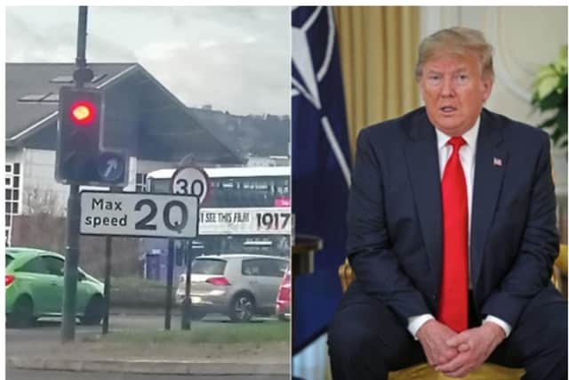 Signs supporting Donald Trump appeared across Sheffield.